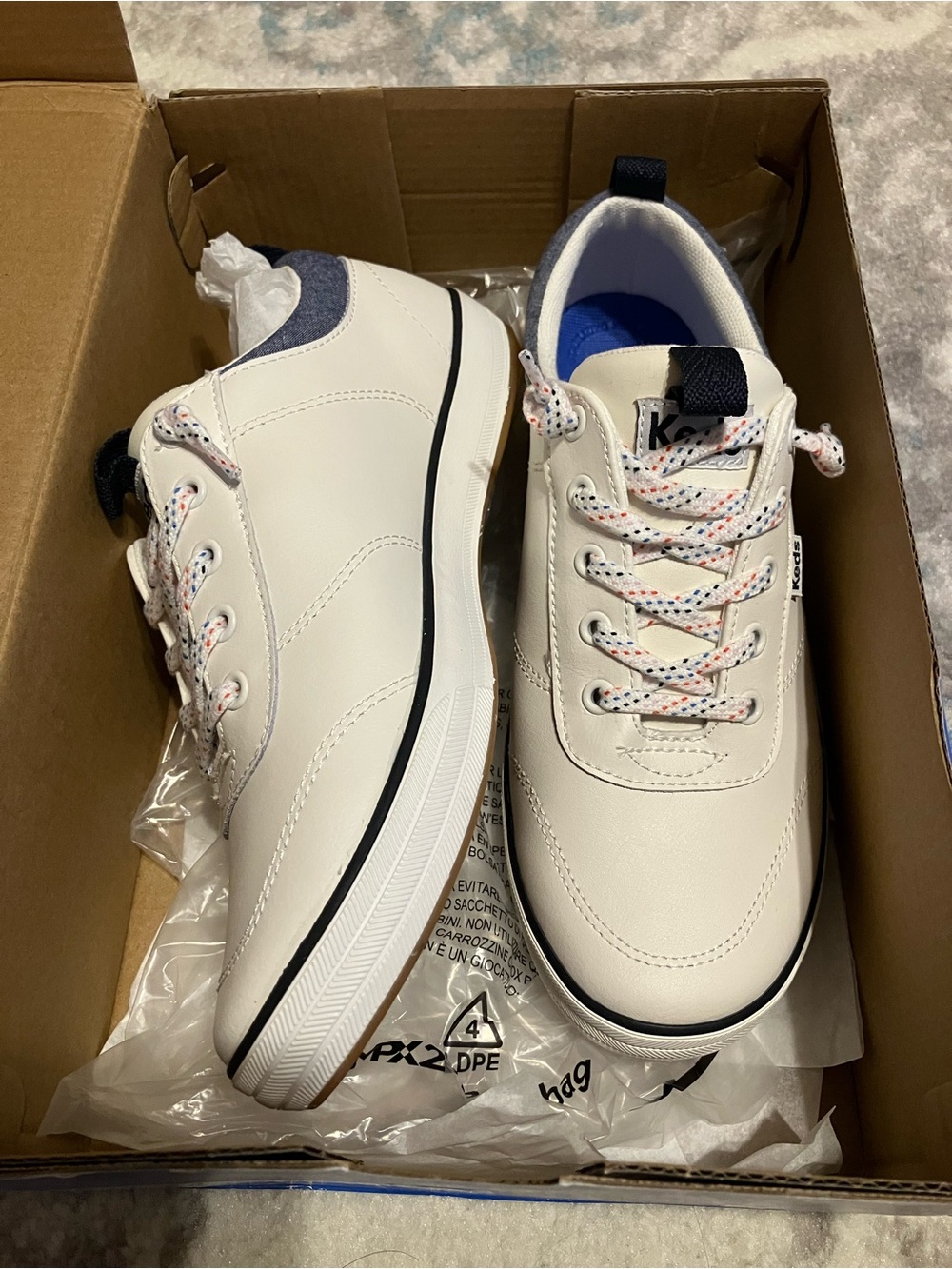 Keds White Low-Top Sneakers with Navy Trim